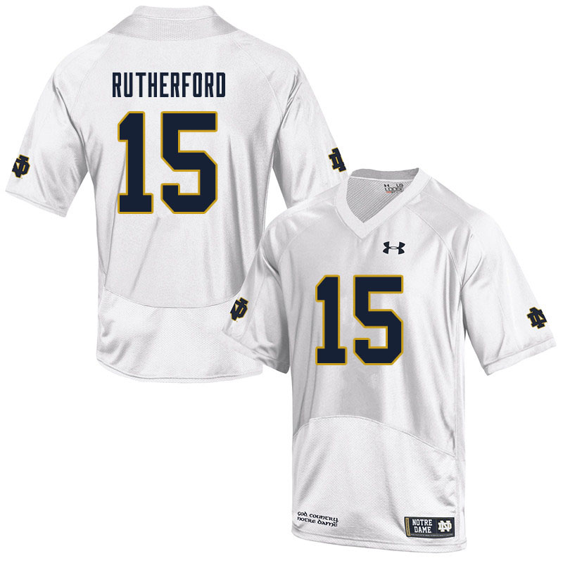 Men #15 Isaiah Rutherford Notre Dame Fighting Irish College Football Jerseys Sale-White